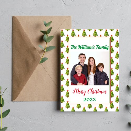 Green Tree Merry Christmas Family card Download