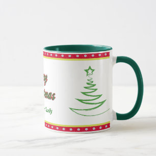 Green Tree Merry Christmas Family Mug