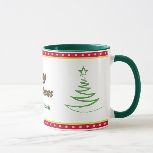 Green Tree Merry Christmas Family Mug (Right)