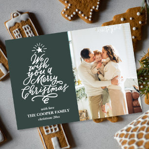 Green Tree Merry Christmas Family Photo Holiday Card