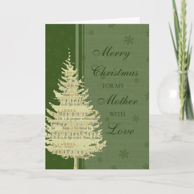 Green Tree Mother Merry Christmas Card (Front)
