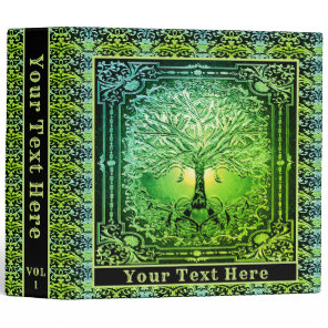 Green Tree of Life Add Text 3 Ring Binder