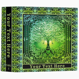 Green Tree of Life Add Text 3 Ring Binder