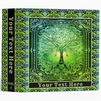 Green Tree Of Life Add Text 3 Ring Binder by thetreeoflife at Zazzle