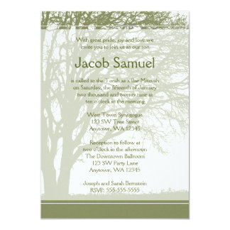 Green Tree of Life Bar Mitzvah Invitations