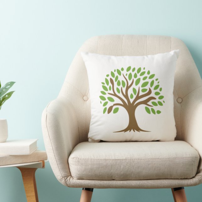 Green Tree of Life Botanical Throw Pillow (Creator Uploaded)