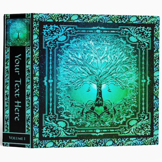 Green Tree of Life Inner Light 3 Ring Binder (Front/Spine)