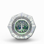 Green Tree Of Life With Butterfly In Circle Acrylic Award at Zazzle