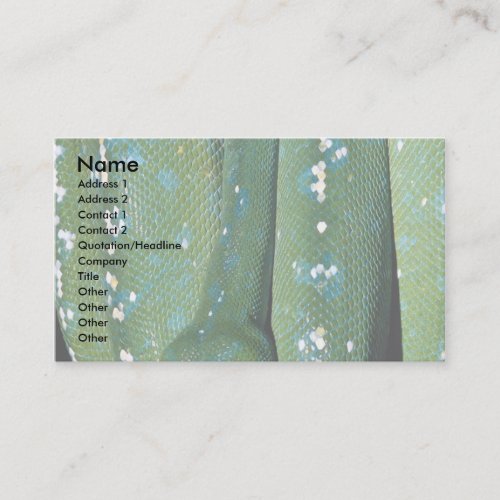 Green tree python, New Guinea Business Card Templates