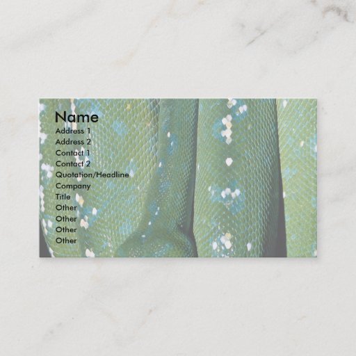 Customizable Green tree python, New Guinea Business Card Templates