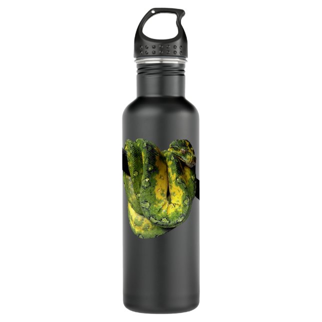 Green Tree Python Reptile Photography Stainless Steel Water Bottle (Front)