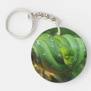Green Tree Python Snake Keychain