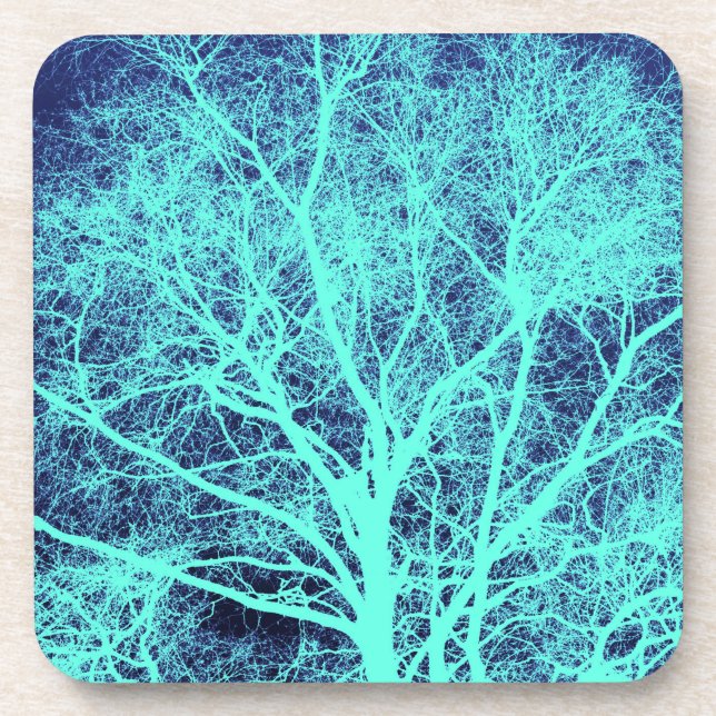 Green tree silhouette beverage coaster (Front)