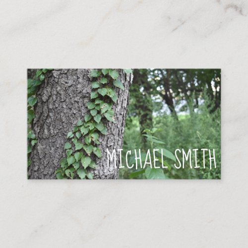 Green Tree Trunk Woods Ivy Park Nature Photography Business Card