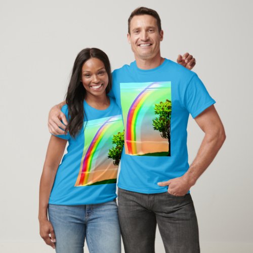 Green Tree Under a Rainbow T_Shirt