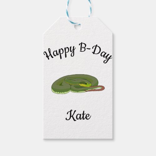 Green tree viper Happy B_day Gift Tags