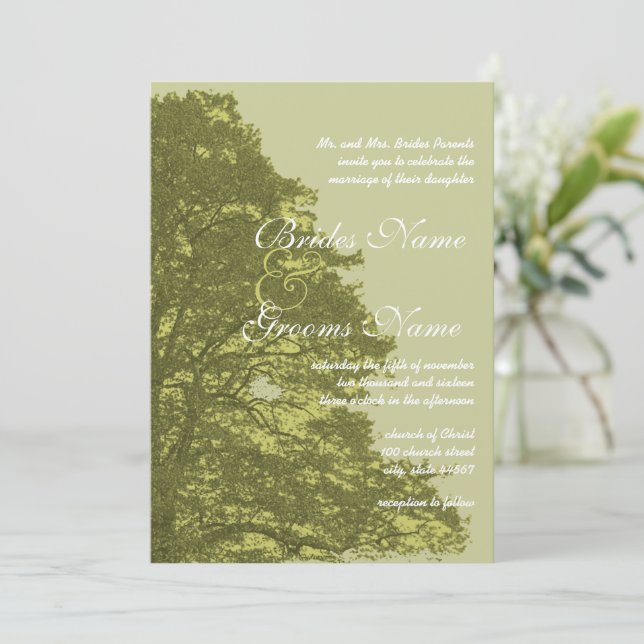 Green Tree Wedding Invitation (Standing Front)