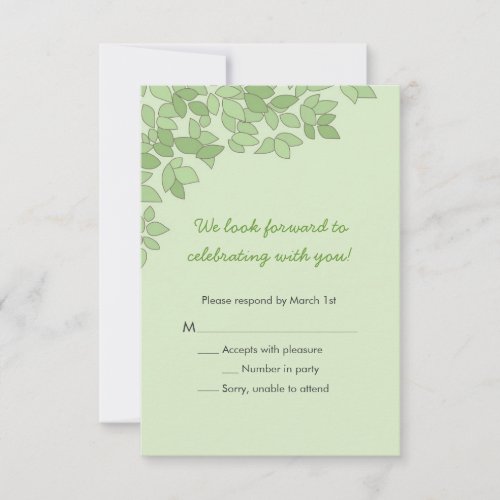 Green Tree Wedding Response Card