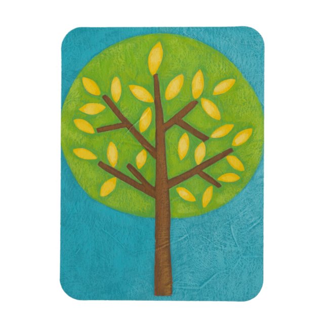 Green Tree with Yellow Leaves by Chariklia Zarris Magnet (Vertical)