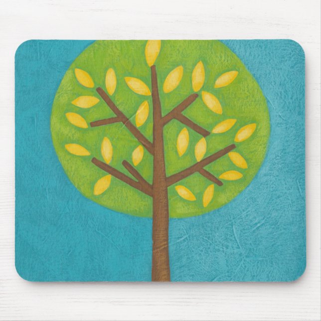 Green Tree with Yellow Leaves by Chariklia Zarris Mouse Pad (Front)