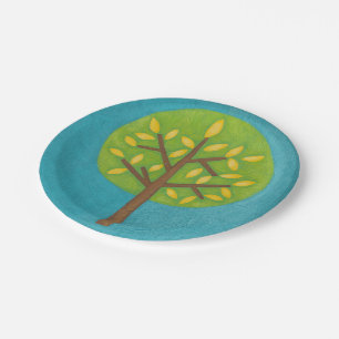 Green Tree with Yellow Leaves by Chariklia Zarris Paper Plates
