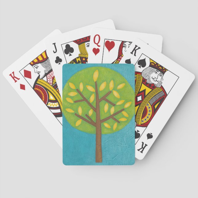Green Tree with Yellow Leaves by Chariklia Zarris Poker Cards (Back)