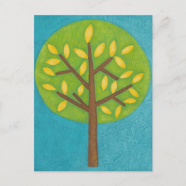 Green Tree with Yellow Leaves by Chariklia Zarris Postcard (Front)