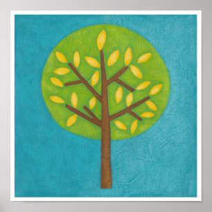 Green Tree with Yellow Leaves by Chariklia Zarris Poster