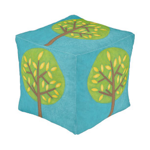 Green Tree with Yellow Leaves by Chariklia Zarris Pouf