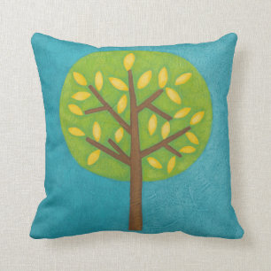 Green Tree with Yellow Leaves by Chariklia Zarris Throw Pillow