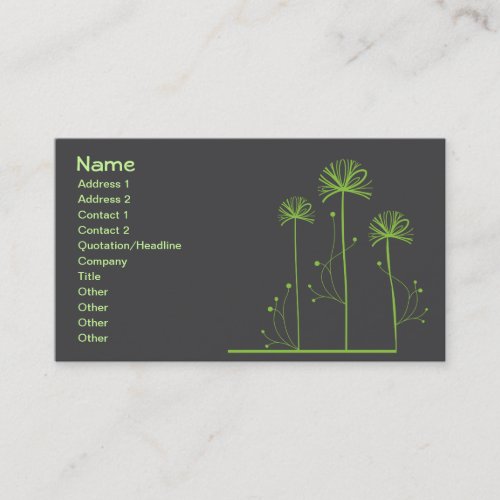 Cute Retro Green Spring Trees Business Card Template