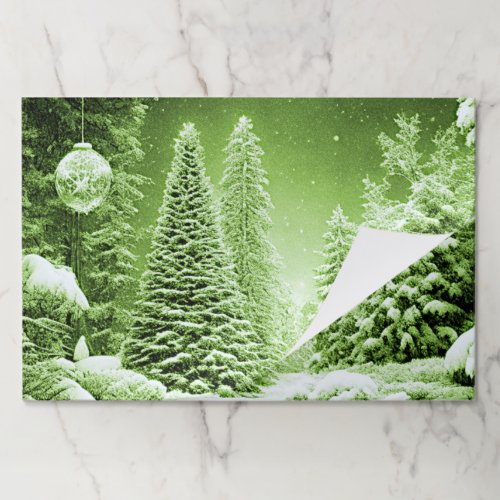 Green Trees Christmas Balls Tearaway Placemat