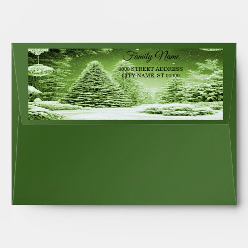 Green Trees Holiday Christmas Envelope