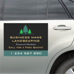 Green Trees Landscaping Lawn Care Business Logo Car Magnet