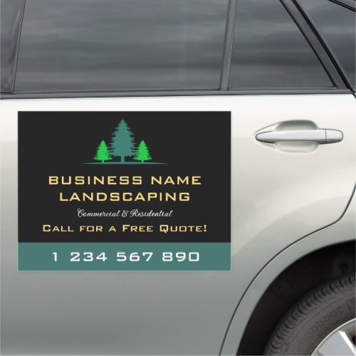 Green Trees Landscaping Lawn Care Business Logo Car Magnet