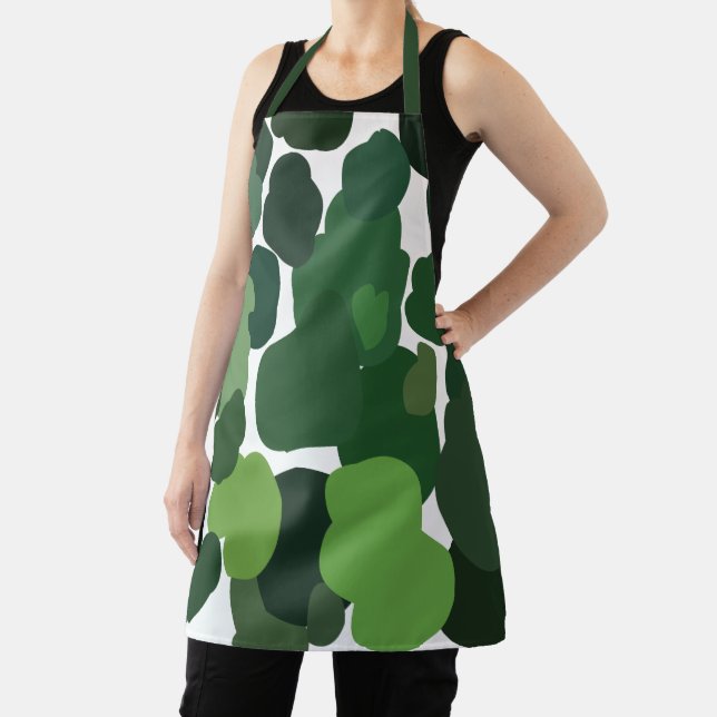 Green Trees Modern Tropical Rainforest Pattern Apron (Insitu)