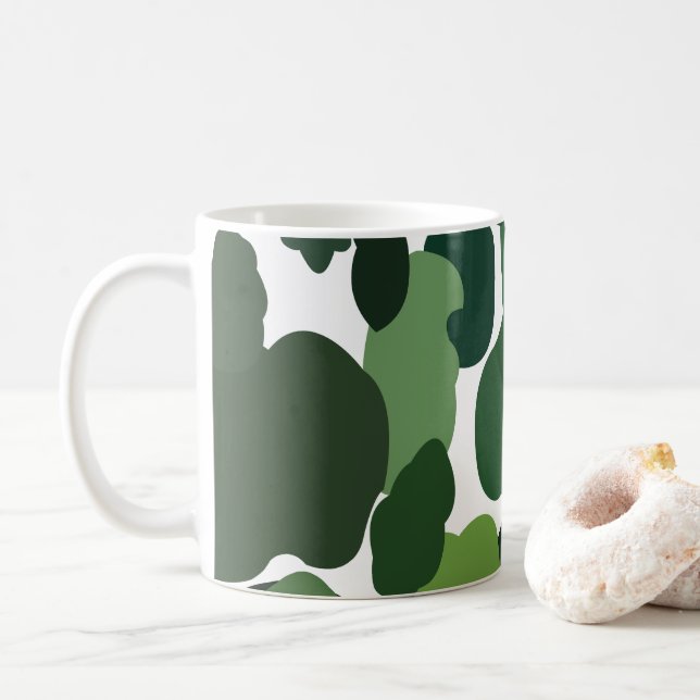 Green Trees Modern Tropical Rainforest Pattern Coffee Mug (With Donut)