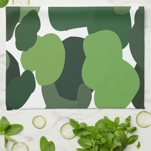 Green Trees Modern Tropical Rainforest Pattern Kitchen Towel (Folded)