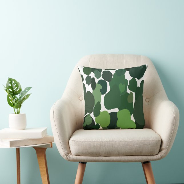 Green Trees Modern Tropical Rainforest Pattern Throw Pillow (Chair)