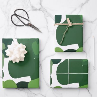 Green Trees Modern Tropical Rainforest Pattern Wrapping Paper Sheets