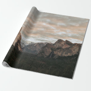GREEN TREES NEAR BROWN MOUNTAIN UNDER CLOUDY SKY D WRAPPING PAPER