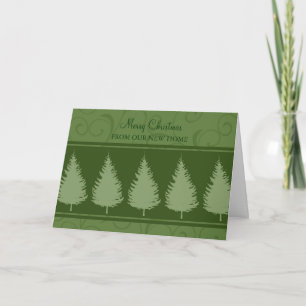Green Trees New Address Christmas Card