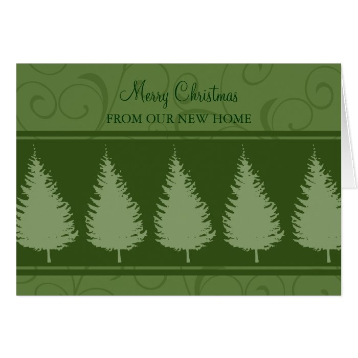 Green Trees New Address Christmas Card