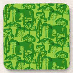 Green trees pattern beverage coaster