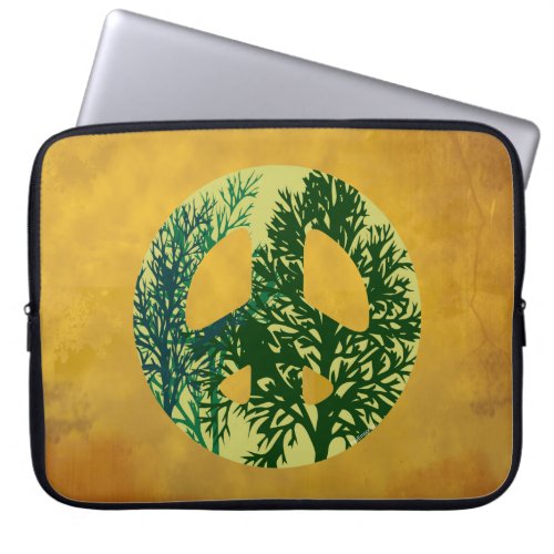 Green Trees Peace Sign Electronics Bag