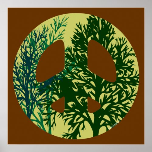 Green Trees Peace Symbol Print
