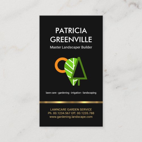 Green Trees Sunset Gold Line Lawn Care Business Card