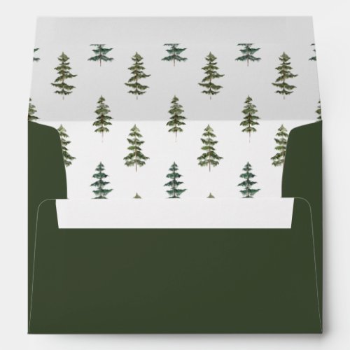 Green Trees Wedding Envelope