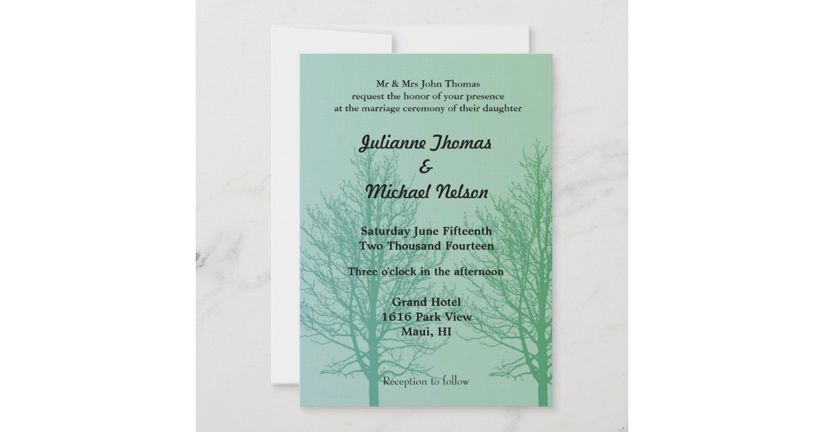 Green Trees Wedding Invitation | Zazzle