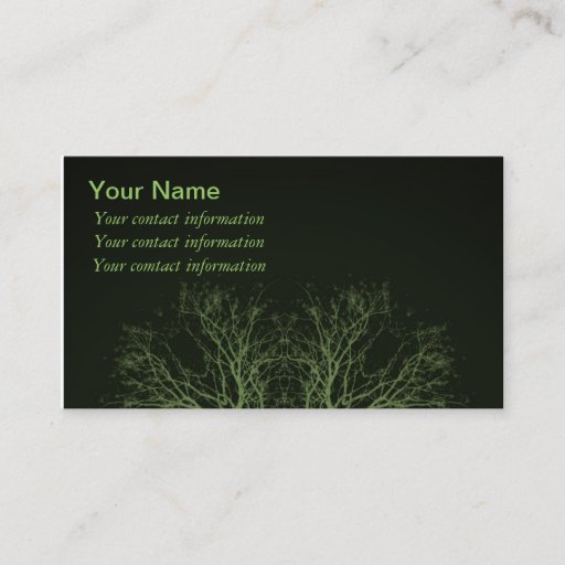 Customizable Green Treetops on Black Background Business Cards